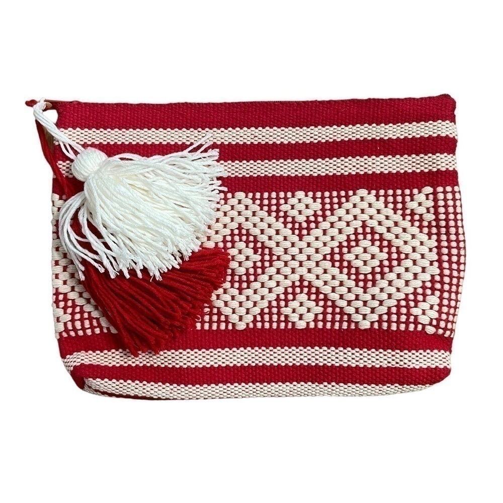 3/$30 NWOT Hand Woven Clutch Pouch Red White